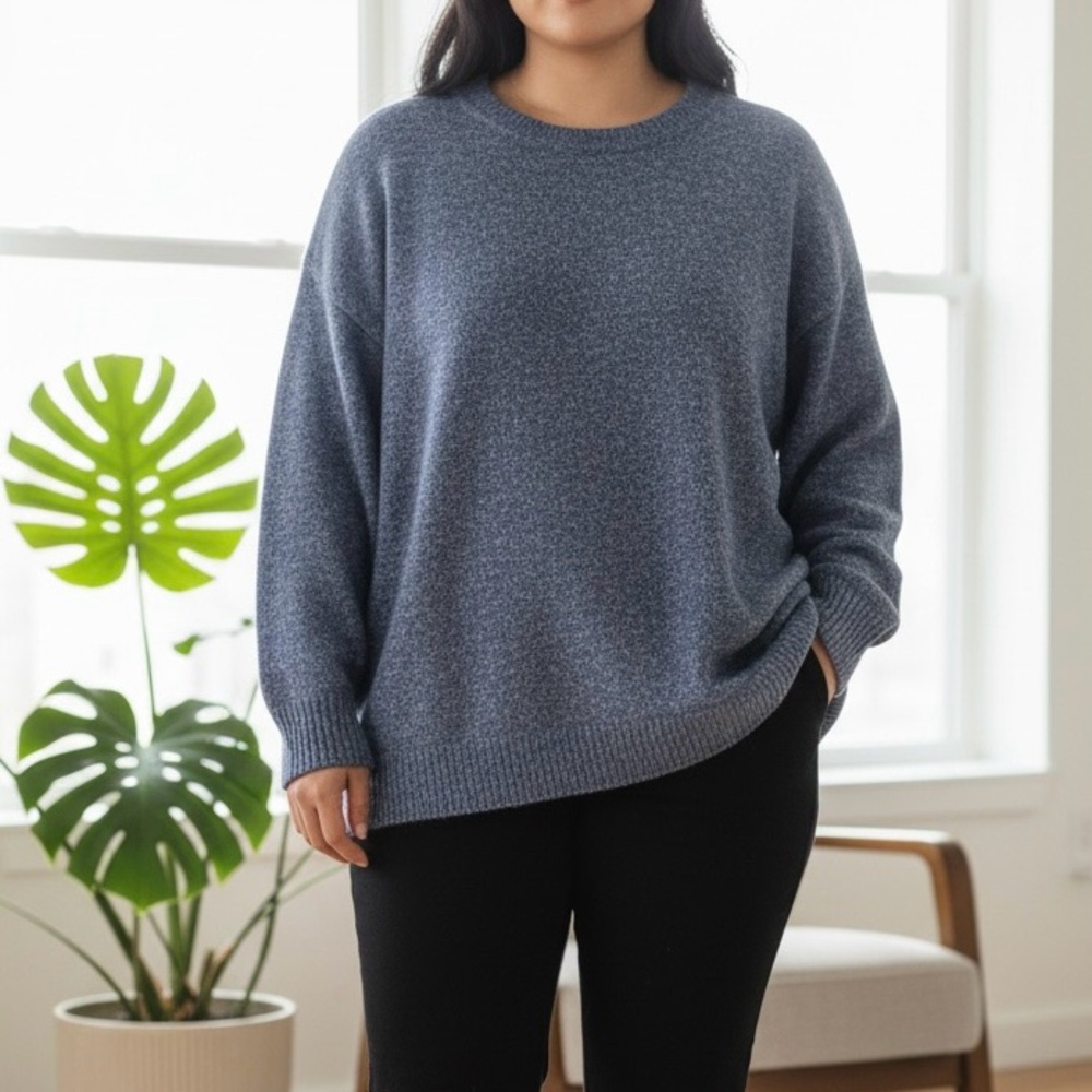 OLD NAVY Heathered Blue Women's Crew Neck Sweater - Plus Size